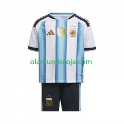 Camisola Argentina Criança Equipamento Primeiro Copa do Mundo 2026 Manga Curta